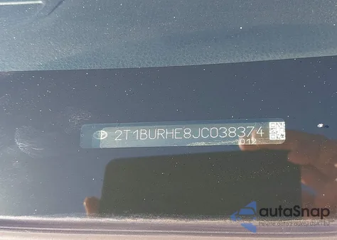 2018 Toyota Corolla Le from USA, damaged, VIN 2T1BURHE8JC038374